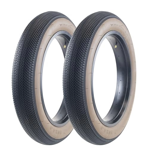 Mountain Bike Tyres : ZUKKA 2 Pack Fat Tire 20x4.0 20 Zoll Fat Tyre 20x4.0 Compatible Heavy MTB Mountain Bike Duty E-Bike (20 x 4.0, Black / Brown)