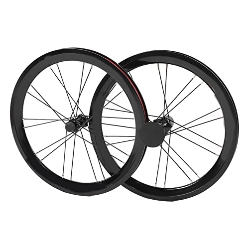 Mountain Bike Wheel : 16 Inch Bike Wheels, Anodized Rim Bicycle Wheelset Front 2 Rear 4 Bearings for Mountain Bike(black)