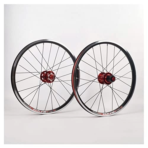 Mountain Bike Wheel : 20 Inch Folding Bike Wheelset 406 / 451 BMX Rim V / Disc Brake MTB Bicycle Quick Release Wheels 24 Holes Hub 100 / 135mm For 7 8 9 10 Speed Cassette 1600g (Color : Red, Size : 406) (Red 406)