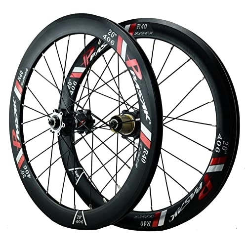 Mountain Bike Wheel : 20" Mountain Bike Wheelset MTB Rim 406 Disc Brake Quick Release HG Sealed Bearing Bicycle Wheels 7 8 9 10 11 12 Speed Cassette Freewheel 24 Holes 40MM 1600g (Color : Black)