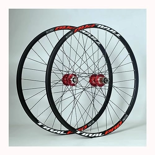 Mountain Bike Wheel : 24 / 26 / 27.5 / 29 Inch Mountain Bike Wheelset Disc Brake Sealed Bearing Support 8-12 Speed Cassette QR Wheel Set Front 100 * 9mm Rear 135 * 10mm Front / Rear Wheels 32H (Color : Red, Size : 26inch)