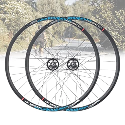 Mountain Bike Wheel : 24 Inch Mountain Bike Wheelset Quick Release Wheels Disc / V Brake Bicycle Rim 32 Hole Aluminum Alloy Ball Bearing Hub For 8 / 9 / 10 Speed (Color : Blue, Size : Cassette)