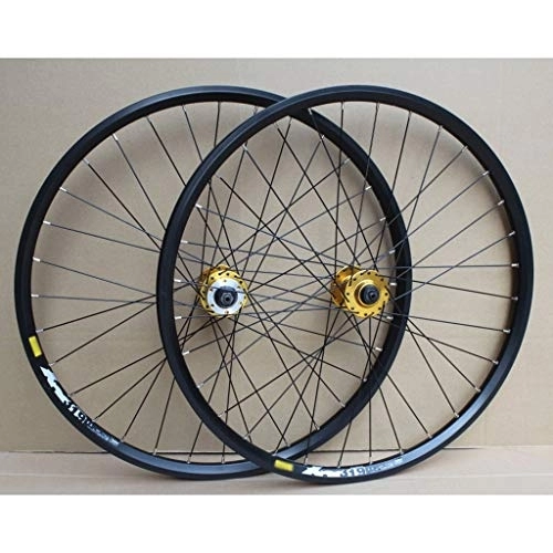 Mountain Bike Wheel : 24 Inch MTB Bike Wheelset Disc / Rim Brake Bicycle Wheel 32H Double Layer Rim For 8 / 9 / 10 Speed 2000G (Color : Red) (Gold)