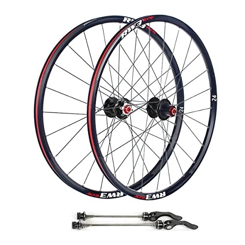 Mountain Bike Wheel : 24" Mountain Bike Wheelset Disc Brake MTB Rim Quick Release Wheels 24H Hub For 7 / 8 / 9 / 10 / 11 Speed Cassette Flywheel 1870g (Color : Black, Size : 24'') (Black 24)