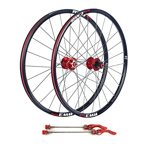 Mountain Bike Wheel : 24" Mountain Bike Wheelset Disc Brake MTB Rim Quick Release Wheels 24H Hub For 7 / 8 / 9 / 10 / 11 Speed Cassette Flywheel 1870g (Color : Black, Size : 24'') (Red 24)