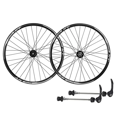 Mountain Bike Wheel : 24" Mountain Bike Wheelset Disc Brake MTB Wheels Bicycle Rim QR 32H Quick Release Cassette Hub For 7 8 9 10 11 Speed 1950g (Color : Red Hub, Size : 24'') (Black Hub 24)
