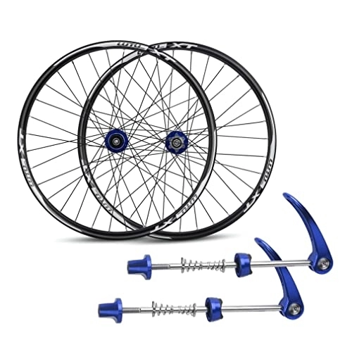 Mountain Bike Wheel : 24" Mountain Bike Wheelset Disc Brake MTB Wheels Bicycle Rim QR 32H Quick Release Cassette Hub For 7 8 9 10 11 Speed 1950g (Color : Red Hub, Size : 24'') (Blue Hub 24)