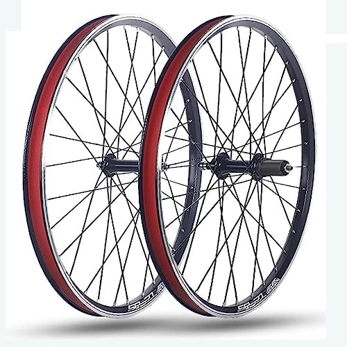 Mountain Bike Wheel : 24" Mountain bike wheelset Folding Bicycle Wheel Set V-brake rims Ball bearing hubs Support 8-10 speed cassette QR Front 100mm Rear 135mm (Color : Black)