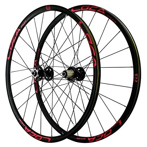 Mountain Bike Wheel : 26 / 27.5 / 29 In Bike Wheelset, Double Wall MTB Rim 4 Peilin Bearing Quick Release Disc Brake Mountain Cycling Wheels (Color : Black red, Size : 27.5inch)