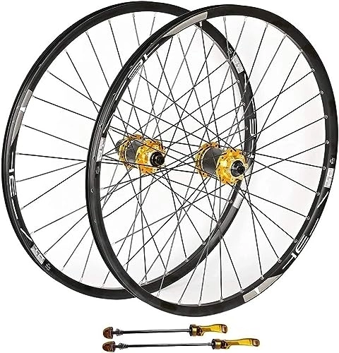 Mountain Bike Wheel : 26 / 27.5 / 29 Inch Bicycle Wheel Set For Downhill Quick Release Of Hybrid Mountain Bike Front And Rear Wheels (Color : Yellow, Size : 27.5 inches)