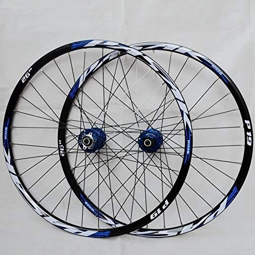 Mountain Bike Wheel : 26 27.5 29 Inch Bike Wheelset, Ultralight MTB Mountain Bicycle Wheels, Double Layer Alloy Rim Quick Release 7 8 9 10 11 Speed Disc Brake (Blue Hub Blue Logo 27.5Inch)