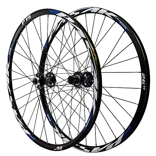 Mountain Bike Wheel : 26 27.5 29 Inch Double Wall Bike Wheelset Disc Brake Quick Release 32H Mountain Bicycle Wheels Rims MTB Wheelset Front Back Wheels Hub Fit 7 8 9 10 11 12 Speed ( Color : Black hub , Size : 26inch )