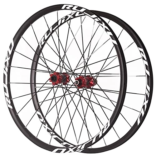 Mountain Bike Wheel : 26 / 27.5 / 29 Inch Mountain Bike Wheelset Carbon Hub 24H Rim Flat Spokes Disc Brake MTB Bicycle Wheels Fit 7-11 Speed Cassette Bolt On 1590g (Color : Red, Size : 29 in) (Red 27.5 in)