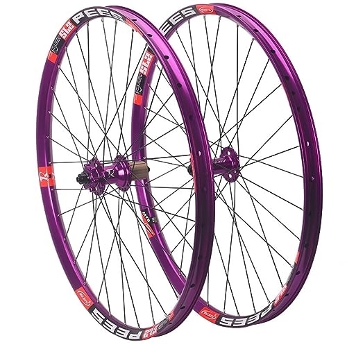 Mountain Bike Wheel : 26 / 27.5 / 29 Inch Mountain Bike Wheelset Disc Brake Sealed Bearing Hubs Support 8-11 Speed Cassette Quick Release Wheel Set Front 9*100mm Rear 10*135mm Front / Rear Wheel 32H ( Color : Purple , Size : 29i