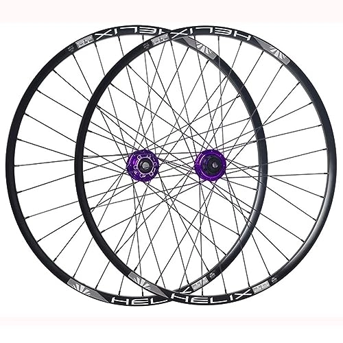 Mountain Bike Wheel : 26 / 27.5 / 29 Inch Mountain Bike Wheelset Disc Brake Sealed Bearing Support 8-12 Speed Cassette Thru Axle Wheel Set Front 100 * 15mm Rear 142 * 12mm (Color : Purple, Size : 27.5inch)