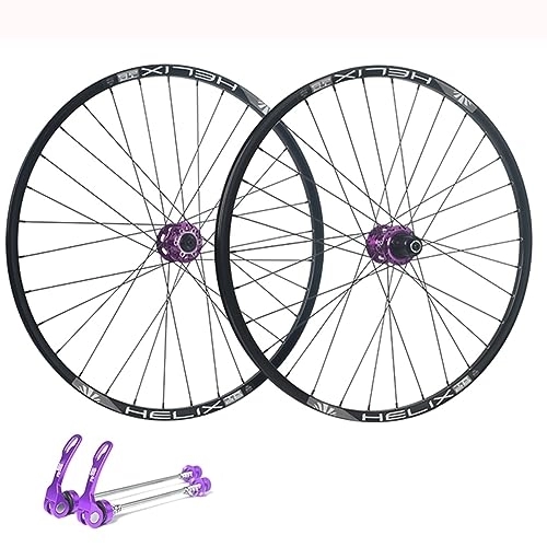 Mountain Bike Wheel : 26 / 27.5 / 29 Inch Mountain Bike Wheelset Disc Brake Sealed Bearing Support 8-9-10-11-12 Speed Cassette Quick Release Wheel Set Front 100 * 9mm Rear 135 * 10mm (Color : Purple, Size : 26inch)