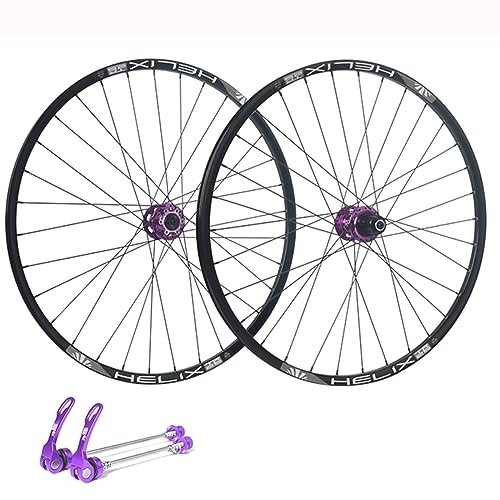 Mountain Bike Wheel : 26 / 27.5 / 29 Inch Mountain Bike Wheelset Disc Brake Sealed Bearing Support 8-9-10-11-12 Speed Cassette Quick Release Wheel Set Front 100 * 9mm Rear 135 * 10mm (Color : Purple, Size : 27.5inch)