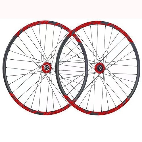 Mountain Bike Wheel : 26 / 27.5 / 29 Inch Mountain Bike Wheelset Disc Brake Sealed Bearing Support 8-9-10-11 Speed Cassette Thru Axle Wheel Set Front 100 * 15mm Rear 142 * 12mm (Color : Red 2, Size : 29inch)