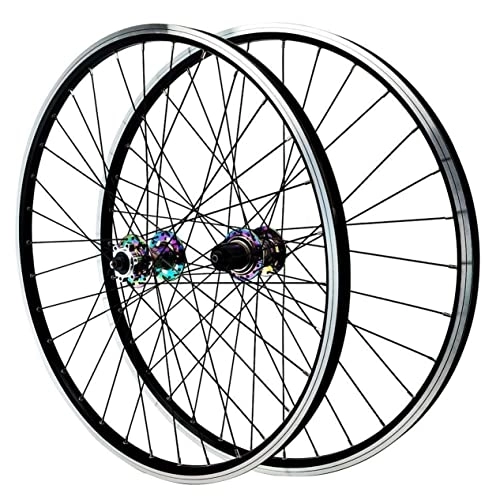 Mountain Bike Wheel : 26 27.5 29 Inch Mountain Bike Wheelset, Quick Release Aluminum Alloy Rim 24H Disc Brake MTB Wheelset, Front Rear Wheels Bicycle Wheels, Fit 8-12 Speed Cassette ( Color : Color hub , Size : 29inch )