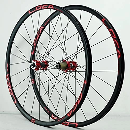 Mountain Bike Wheel : 26 / 27.5 / 29 Inch MTB Bicycle Wheelset Disc Brake Mountain Bike Wheels 24H Hub Lightweight Aluminum Alloy Rim Quick Release Wheels Fit 7-12 Speed Cassette 1680g (Color : Red, Size : 27.5 inch) (Re