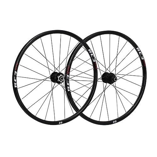 Mountain Bike Wheel : 26 / 27.5 / 29 Inch MTB Wheelset Disc Brake Carbon Fiber Hub Mountain Bike Wheel Quick Release Aluminum Alloy Double Wall Rim 7 / 8 / 9 / 10 / 11 Speed Cassette 24 Holes (Color : Svart, Size : 26'')