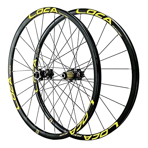 Mountain Bike Wheel : 26 / 27.5 / 29 Inches Bicycle Hub Wheel Disc Brake Mountain Bike Rims 24 Holes Ultralight Alloy Wheels for 8 9 10 11 12 Speed Bike Parts (Yellow 29in)