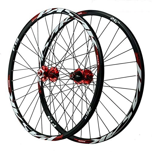 Mountain Bike Wheel : 26 / 27.5 / 29'' Mountain Bicycle Wheelset, First 2 Rear 5 Bearings 8 / 9 / 10 / 11 / 12-speed Quick Release Disc Brake (Color : Red hub, Size : 27.5inch)