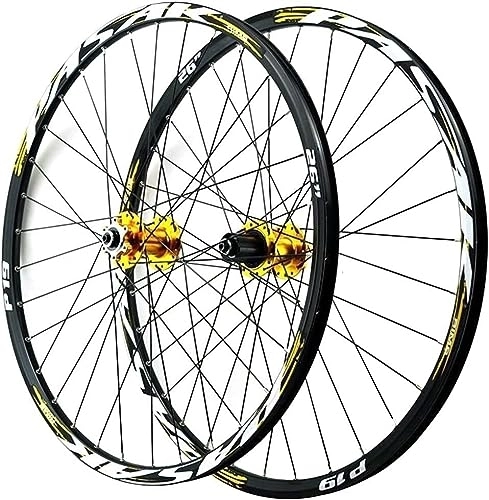 Mountain Bike Wheel : 26 "27.5" 29 "Mountain Bike Disc Brake Wheel Set Bicycle Front And Rear Quick Release Hub 32 Holes 7 8 9 10 11 12 Speed (Color : Gold1, Size : 26'')