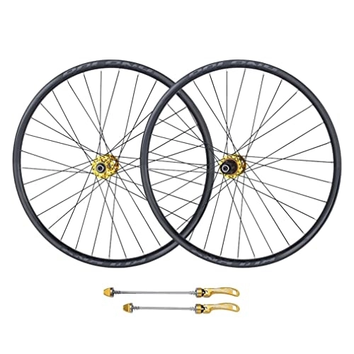 Mountain Bike Wheel : 26 / 27.5 / 29" Mountain Bike Wheelset Disc Brake MTB Rim Quick Release Wheels 32H Hub For 7 / 8 / 9 / 10 / 11 Speed Cassette Bicycle Wheelset 1900g (Color : Gold, Size : 26'') (Gold 27.5)