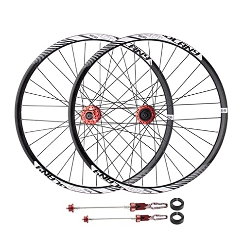 Mountain Bike Wheel : 26 / 27.5 / 29" Mountain Bike Wheelset Disc Brake MTB Rim Thru Axle Quick Release Wheels 32H Hub For 7 / 8 / 9 / 10 / 11 / 12 Speed Cassette Bicycle Wheelset 1950g (Color : Black, Size : 27.5'') (Red 26)