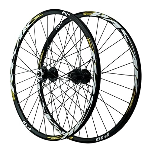 Mountain Bike Wheel : 26" 27.5" 29" Mountain Bike Wheelset Disc Brake Quick Release MTB Wheels Bicycle Rim Front And Rear Wheel 2035g 32 Holes Hub For 7 / 8 / 9 / 10 / 11 / 12 Speed Cassette (Color : Grey, Size : 29inch) (Gold