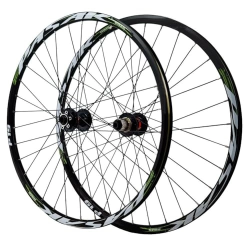 Mountain Bike Wheel : 26 / 27.5 / 29" Mountain Bike Wheelset Disc Brake Thru Axle MTB Wheel Aluminum Alloy Rim Front And Rear Wheels 7 / 8 / 9 / 10 / 11 / 12 Speed Cassette 32 Holes (Color : Green, Size : 27.5'')