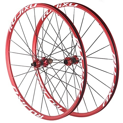 Mountain Bike Wheel : 26 / 27.5 / 29" Mountain Bike Wheelsets Carbon Hub MTB Wheels Bolt On Centerlock Disc Brake 24H Flat Spokes Bike Wheel 1920g Fit 7-11 Speed Cassette (Color : Red, Size : 26 inch) (Red 27.5 inch)