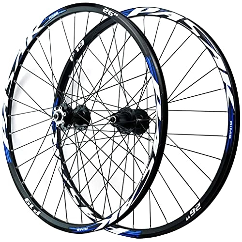 Mountain Bike Wheel : 26" 27.5" 29" MTB Rim Mountain Bike Disc Brake Wheelset Bicycle Quick Release Wheels 32 Holes Hub For 7 / 8 / 9 / 10 / 11 / 12 Speed Cassette Front And Rear Wheel 2035g (Color : Gold a, Size : 29'') (Blue