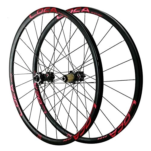 Mountain Bike Wheel : 26 / 27.5 / 29in(700C) Cycling Wheels, 24 Holes Aluminum Alloy Disc Brake 12-speed Flywheel Mountain Bike Wheelset (Color : Black red, Size : 27.5inch)