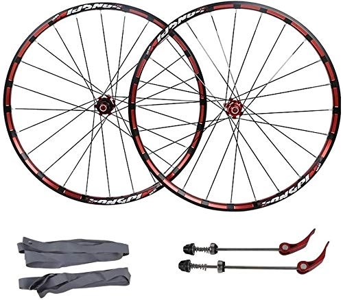 Mountain Bike Wheel : 26" 27.5" Bicycle front rear wheels for Mountain Bike, MTB Bike Wheel Set 7 bearing 24H Alloy drum Disc brake 7 8 9 10 11 Speed Bike wheelset (Color : Red, Size : 27.5inch)