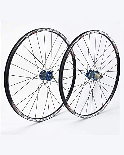 Mountain Bike Wheel : 26 / 27.5 Inch Mountain Bike Wheel Set Double-Layer Aluminum Alloy Wheels Compatible with American And French Valves 28 Holes Quick Release 7-11 Speed, 26inch