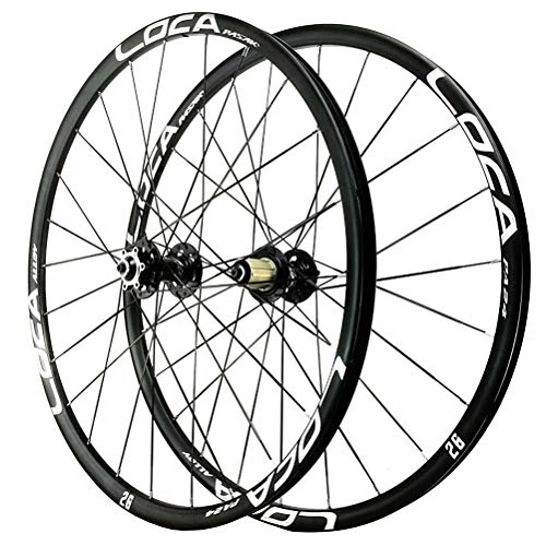 Mountain Bike Wheel : 26" / 27.5" Inch Mountain Bike Wheelset Double Wall Alloy Rims Disc Brake MTB QR NBK Sealed Bearing Hubs 6 Pawls 8-12 Speed Cassette 24H (Color : Black, Size : 27.5in)
