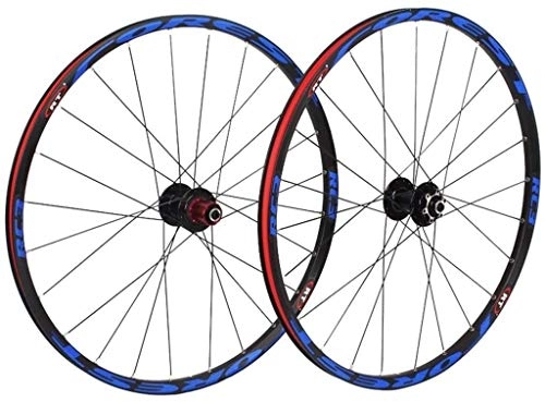 Mountain Bike Wheel : 26 / 27.5 Inch Mountain Bike Wheelset, MTB Cycling Wheels Alloy Double Wall Rim Disc Brake Quick Release Sealed Bearings 8 9 10 11 Speed Bike Wheelset (Color : Blue, Size : 27.5inch)