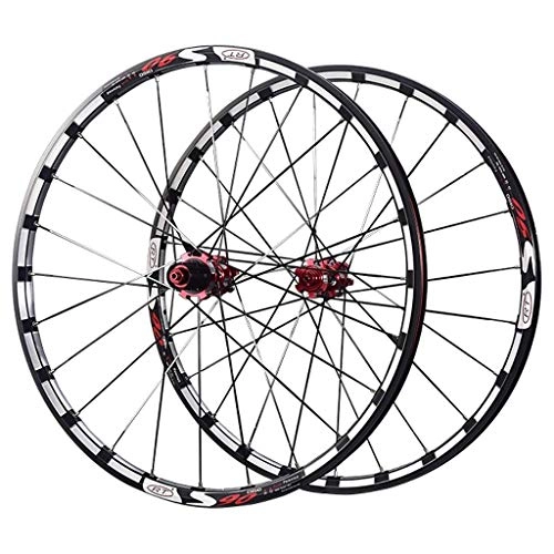 Mountain Bike Wheel : 26 / 27.5 Inch MTB Rear Wheels, Double Wall Aluminum Alloy Bicycle Wheel Disc Brake 24 Hole Hybrid / Mountain Rim 11 Speed (Color : Red, Size : 27.5inch)