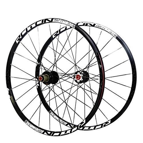 Mountain Bike Wheel : 26" 27.5" Mountain Bike Wheelset, Alloy Double Wall MTB Front and rear wheels hybrid Bicycle Quick Release 28H Disc Brake Rim 9 10 11 speed (Color : Black, Size : 27.5inch)