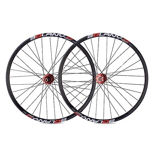 Mountain Bike Wheel : 26 27.5inch MTB Wheelset Aluminum Alloy Double Wall Rim Mountain Bike Wheel Disc Brake Boost Thru Axle 8 9 10 11 Speed Front Rear Wheel 32 Holes (Color : Red, Size : 29'')