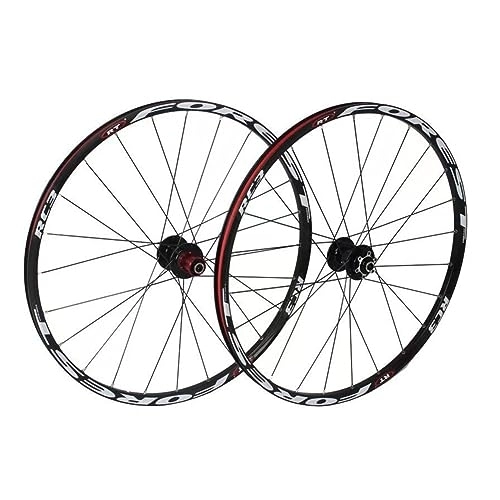 Mountain Bike Wheel : 26 27.5inch MTB Wheelset Disc Brake Quick Release Mountain Bike Wheel Front 2 Rear 5 Bearings Aluminum Alloy Double Wall Rim 7 / 8 / 9 / 10 / 11 Speed Cassette 24 Holes (Color : Svart, Size : 27.5'')