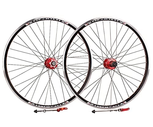 Mountain Bike Wheel : 26'' / 29" / 700c Mountain Bike Wheelset Disc Brake C / V Brake Bicycle Rim MTB QR Quick Release Wheels 32H Hub For 7 / 8 / 9 / 10 Speed Cassette (Color : Red, Size : 29inch) (Red 29inch)