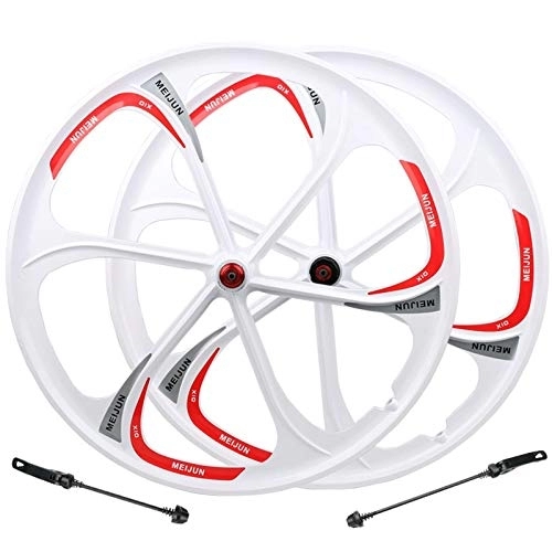 Mountain Bike Wheel : 26 Inch Bicycle Wheel Set Mountain Bike Wheelset Front Rear Wheels Double Wall Alloy Rim Quick Release Disc Brake For 7 / 8 / 9 / 10 / 11 Speed (Color : White)