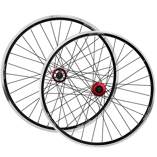Mountain Bike Wheel : 26 Inch Bike Wheels Mountain 32 Spokes Aluminum Alloy Schrader Valve 7-9 Speed Flywheel Disc Brake