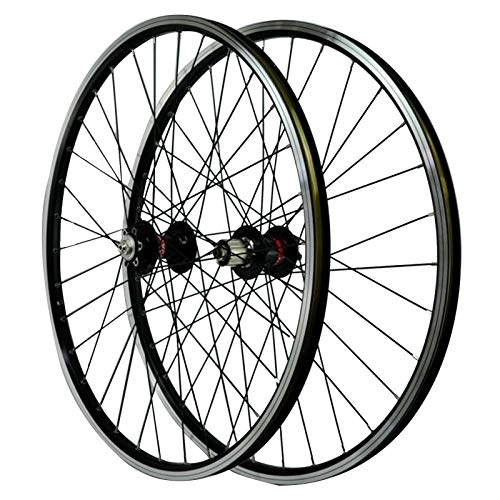 Mountain Bike Wheel : 26-inch Cycling Wheels, Aluminum Alloy Mountain Bike Wheels Disc Brake V Brake 7 / 8 / 9 / 10 / 11 Speed Flywheel (Color : Black)
