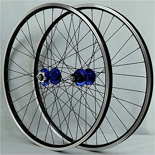 Mountain Bike Wheel : 26 Inch Mountain Bike Wheel Set, Bearing Disc V-ring, Jiuyupeilin Disc Brake Wheel Rim, Hybrid 11 Speed Wheels (Color : Blue)