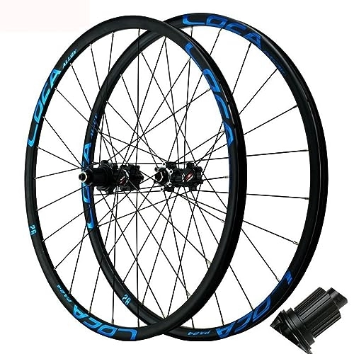 Mountain Bike Wheel : 26 Inch Mountain Bike Wheelset Ultra-light Rims Made Of Aluminum Disc Brake Sealed Bearing Hubs Support 12 Speed Cassette QR Wheel Set (Color : Blue)