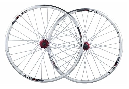 Mountain Bike Wheel : 26 Inch Mountain Bike Wheelset V Brake / Disc Brake Dual Purpose Wheel Set Ball Bearing Hubs Support 7-8-9-10 Speed Cassette QR Front 100mm Rear 135mm Front / Rear Wheel 32H (Color : White)